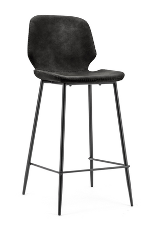 Black Leather Barstools (2) | By-Boo Seashell | OROA.com