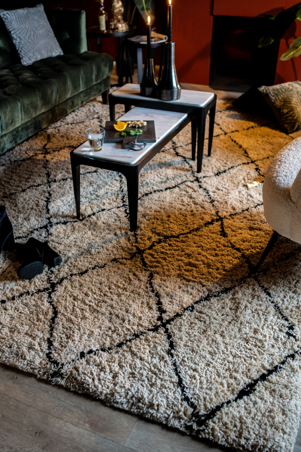 Natural & Black Diamond Rug 6’5” x 10' | By-Boo Rox | OROA.com