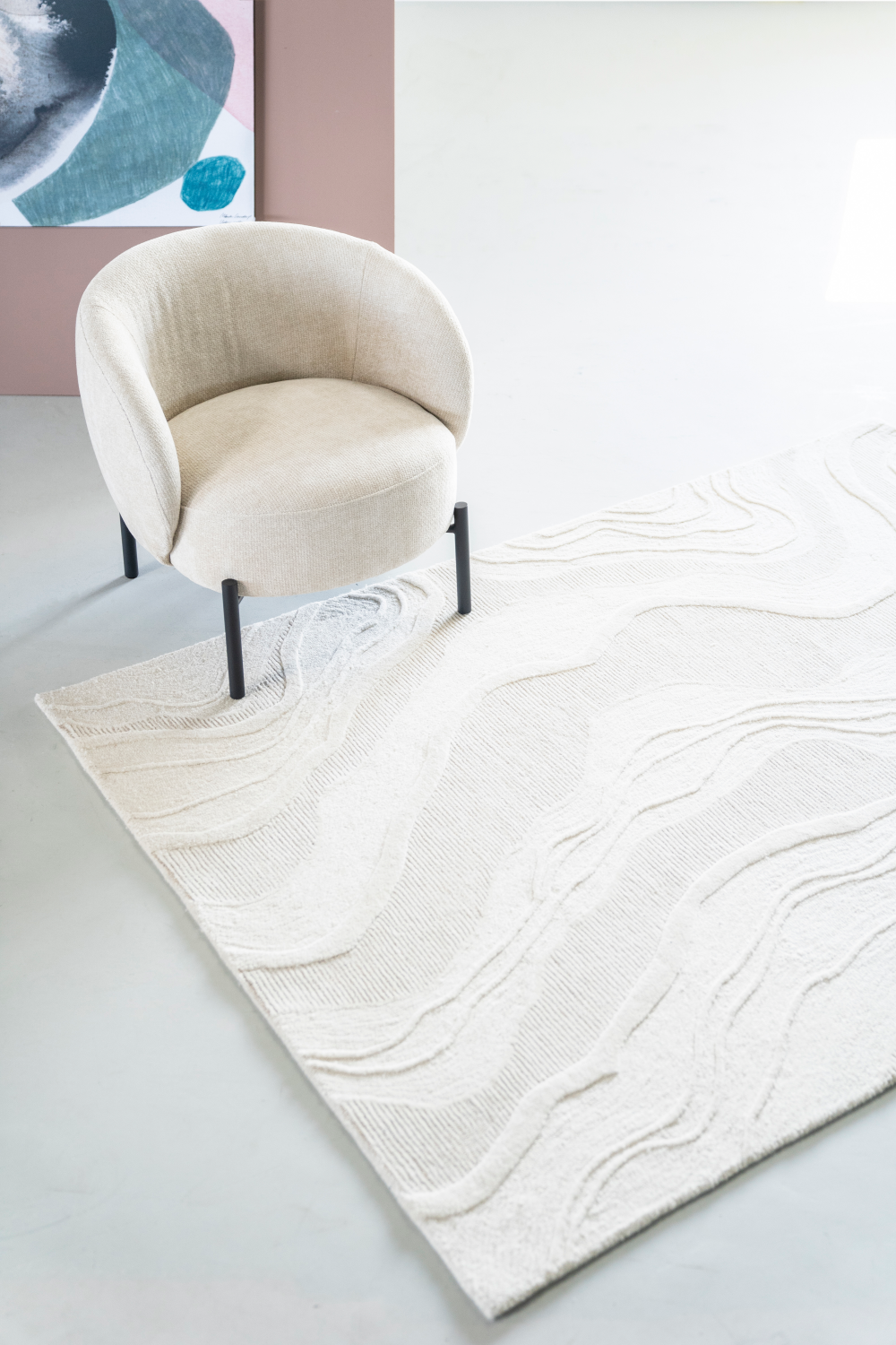 White Swirl Wool Carpet | By-Boo Soil | Oroa.com