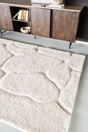 White Wool Blend Rug | By-Boo Kala | OROA.com