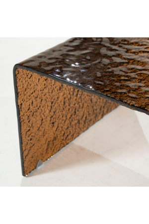 Textured Brown Glass Coffee Table | By-Boo Ripple | Oroa.com