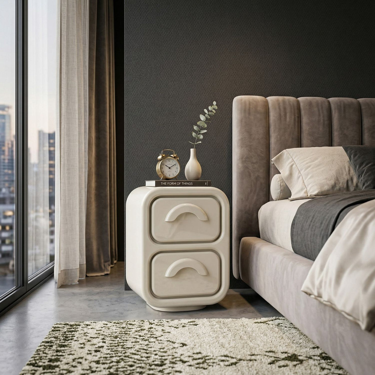   High-gloss 2-Drawer Cabinet S | Oroa.com