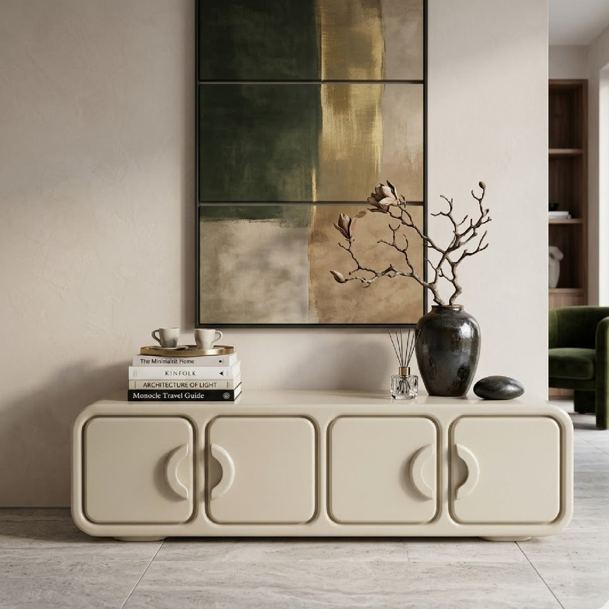   High-gloss 4-Door TV Cabinet | Oroa.com