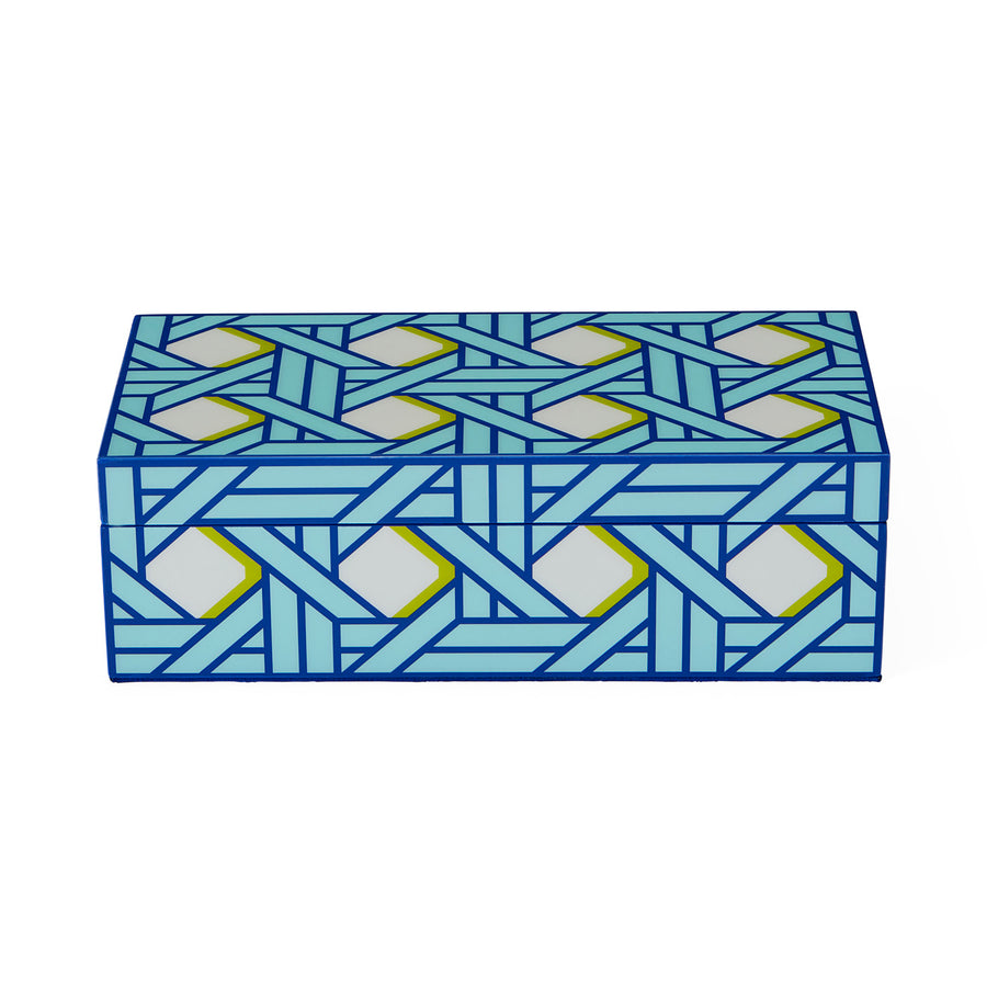 Blue Lacquer Box S | Jonathan Adler Basketweave | Oroa.com