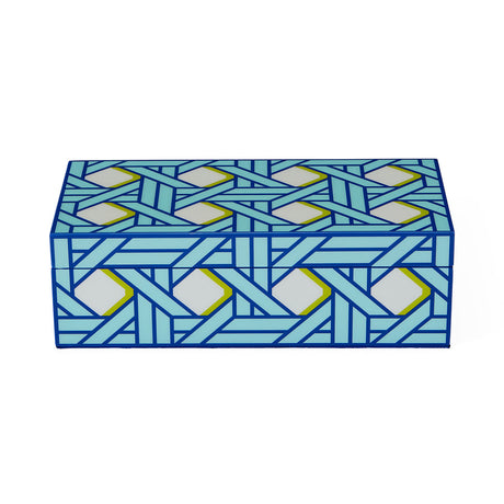 Blue Lacquer Box S | Jonathan Adler Basketweave | Oroa.com