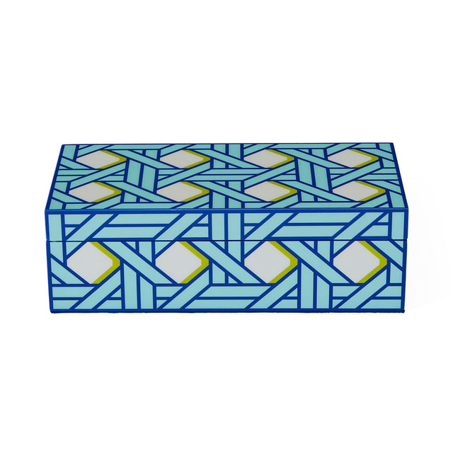 Blue Lacquer Box S | Jonathan Adler Basketweave | Oroa.com