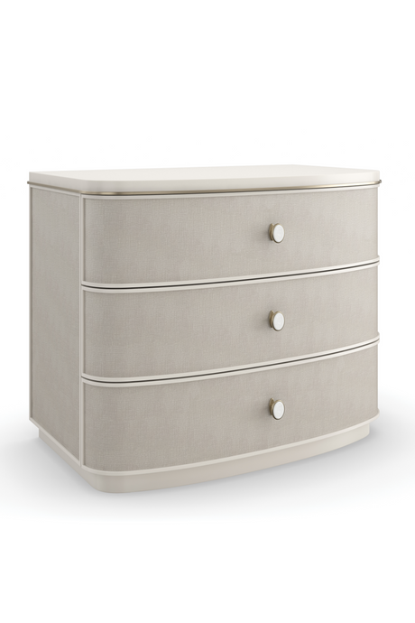 Cream Linen 3-Drawer Nightstand | Caracole Lyon | Oroa.com