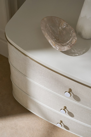 Cream Linen 3-Drawer Nightstand | Caracole Lyon | Oroa.com