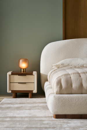 White Bouclé Bed | Caracole Botero | Oroa.com