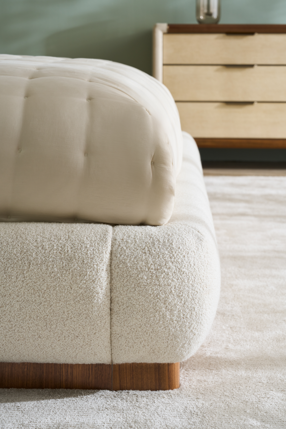 White Bouclé Bed | Caracole Botero | Oroa.com