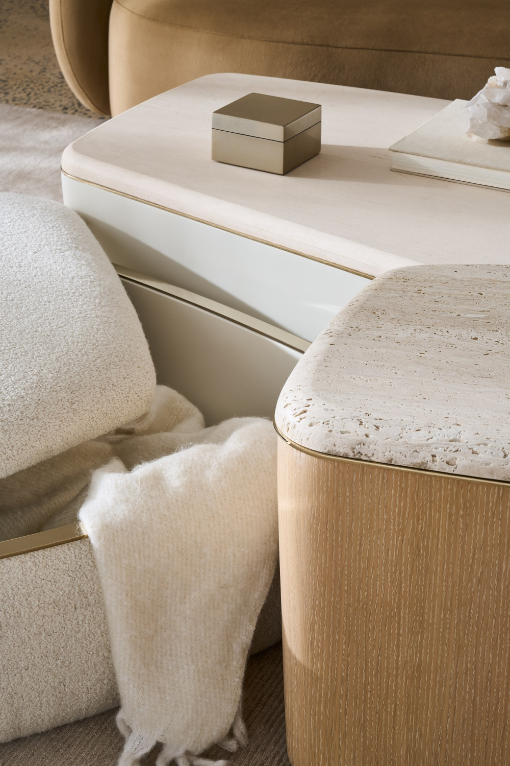 Ivory Bouclé Coffee Table | Caracole Serir | Oroa.com