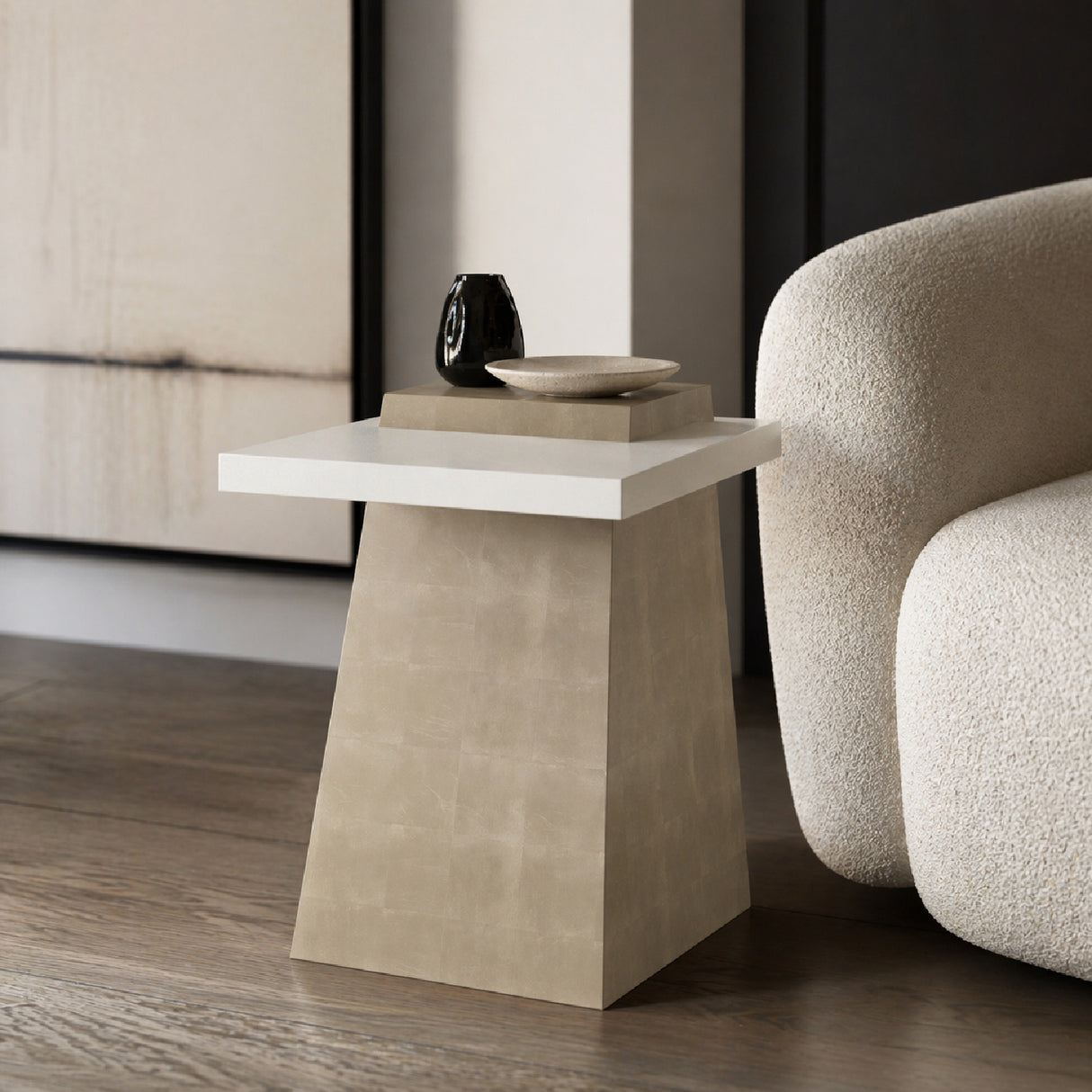   Wooden Trapezoid Side Table | Oroa.com