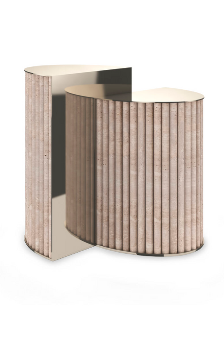 Ribbed Travertine Side Table | Caracole Hewn | Oroa.com