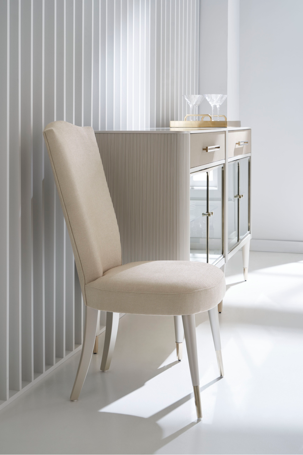 Camel-Back White Dining Chair | Caracole Cherub | Oroa.com