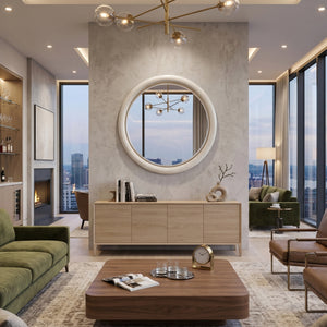   White Crackled Round Mirror | Oroa.com