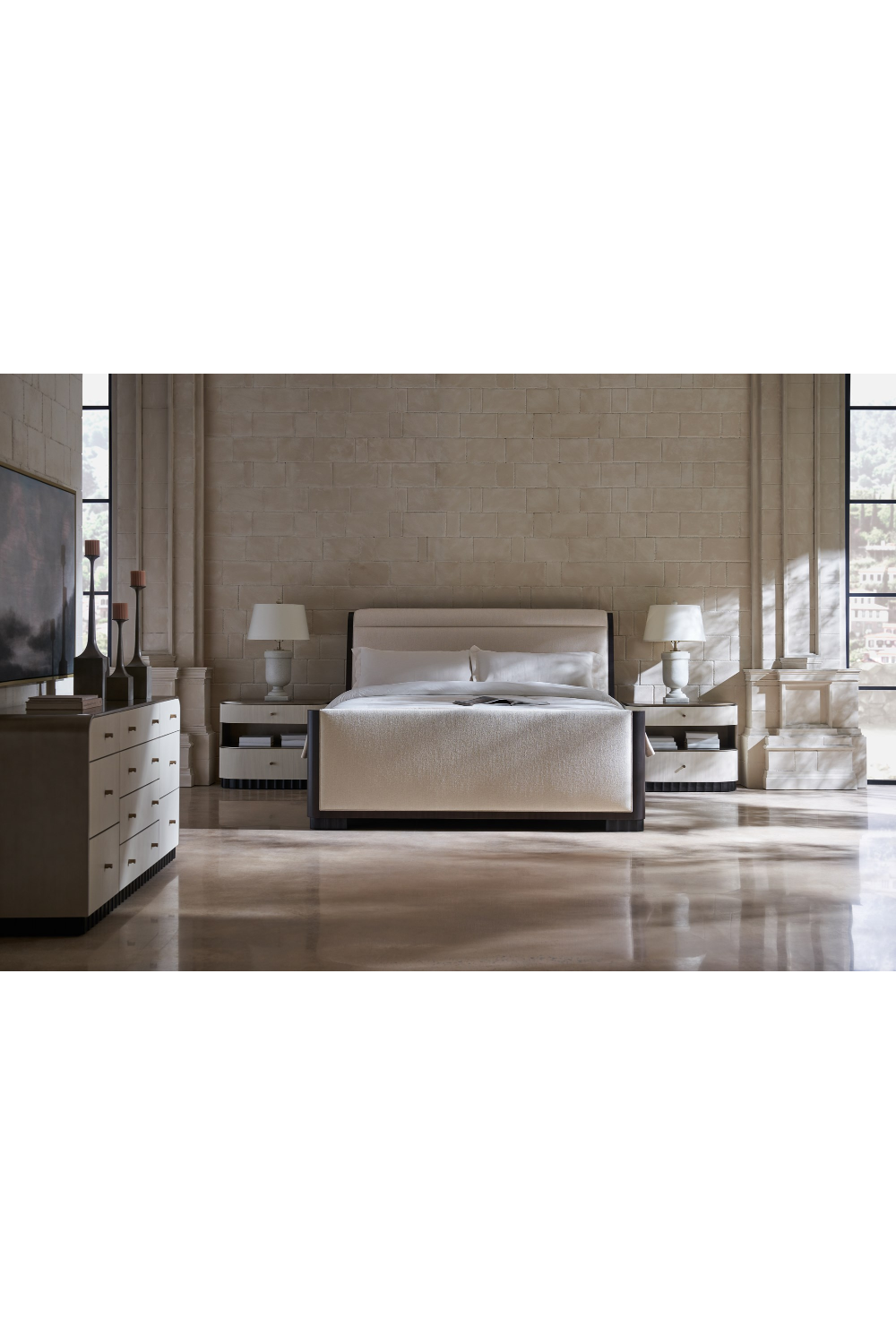 Dark Brown Modern Bed | Caracole Slow Wave | Oroa.com