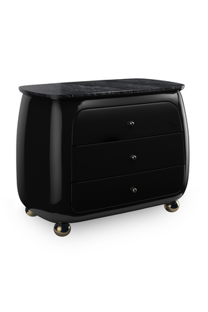Black 3-Drawer Curved Nighstand | Caracole Cabochon | Oroa.com