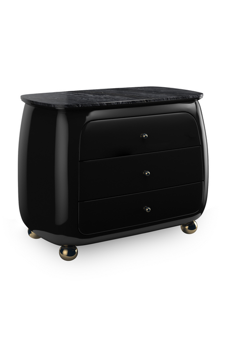 Black 3-Drawer Curved Nighstand | Caracole Cabochon | Oroa.com