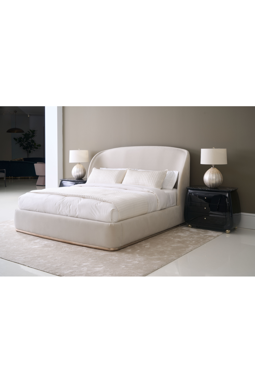 Curved Back Velvet Bed | Caracole Opal | Oroa.com