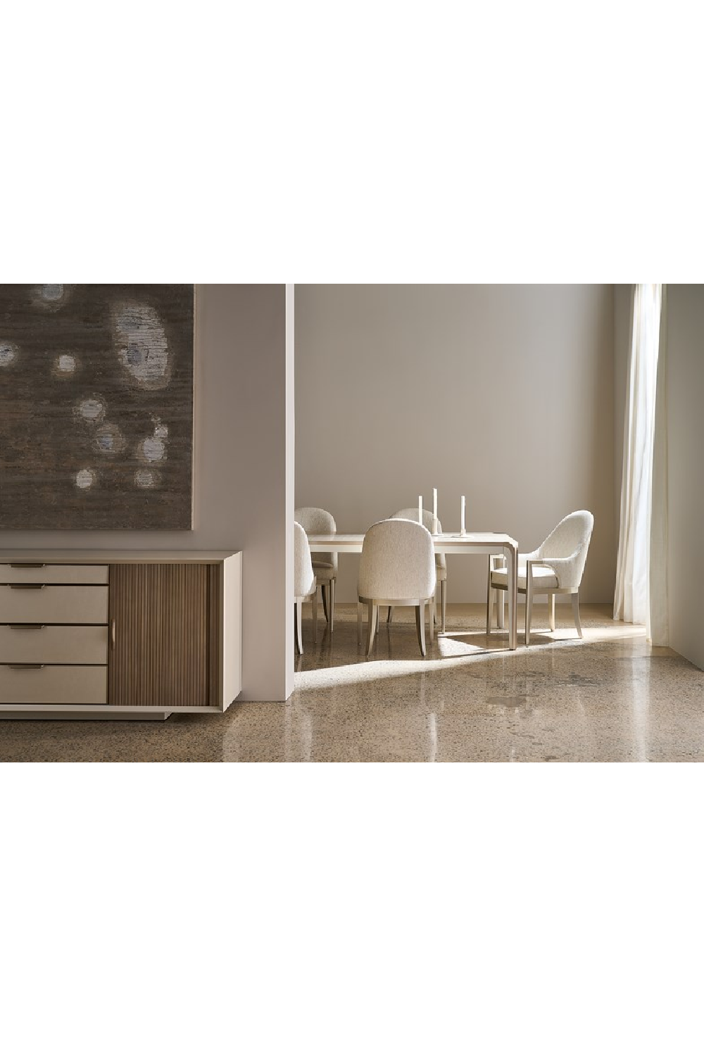 White Arched-Back Dining Armchair | Caracole Natural Choice | Oroa.com