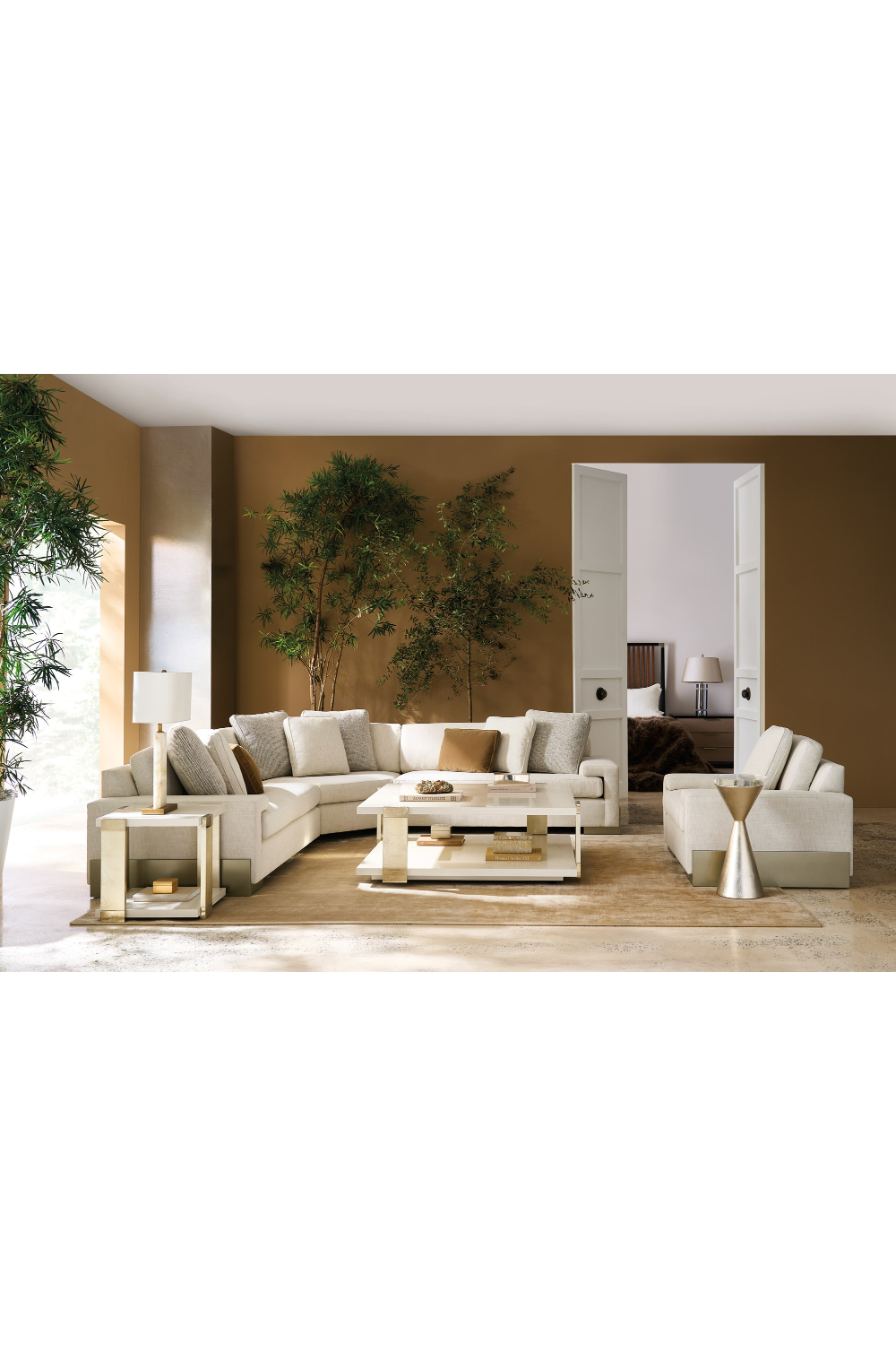 Gold Accent Square Coffee Table | Caracole I'll Take The Corner | Oroa.com