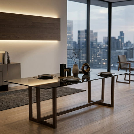   Smoked Bronze Glass Dining Table | Oroa.com