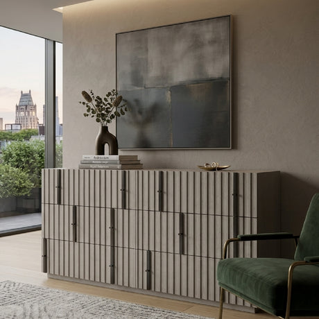   Gray Slatted 6-Drawer Dresser | Oroa.com