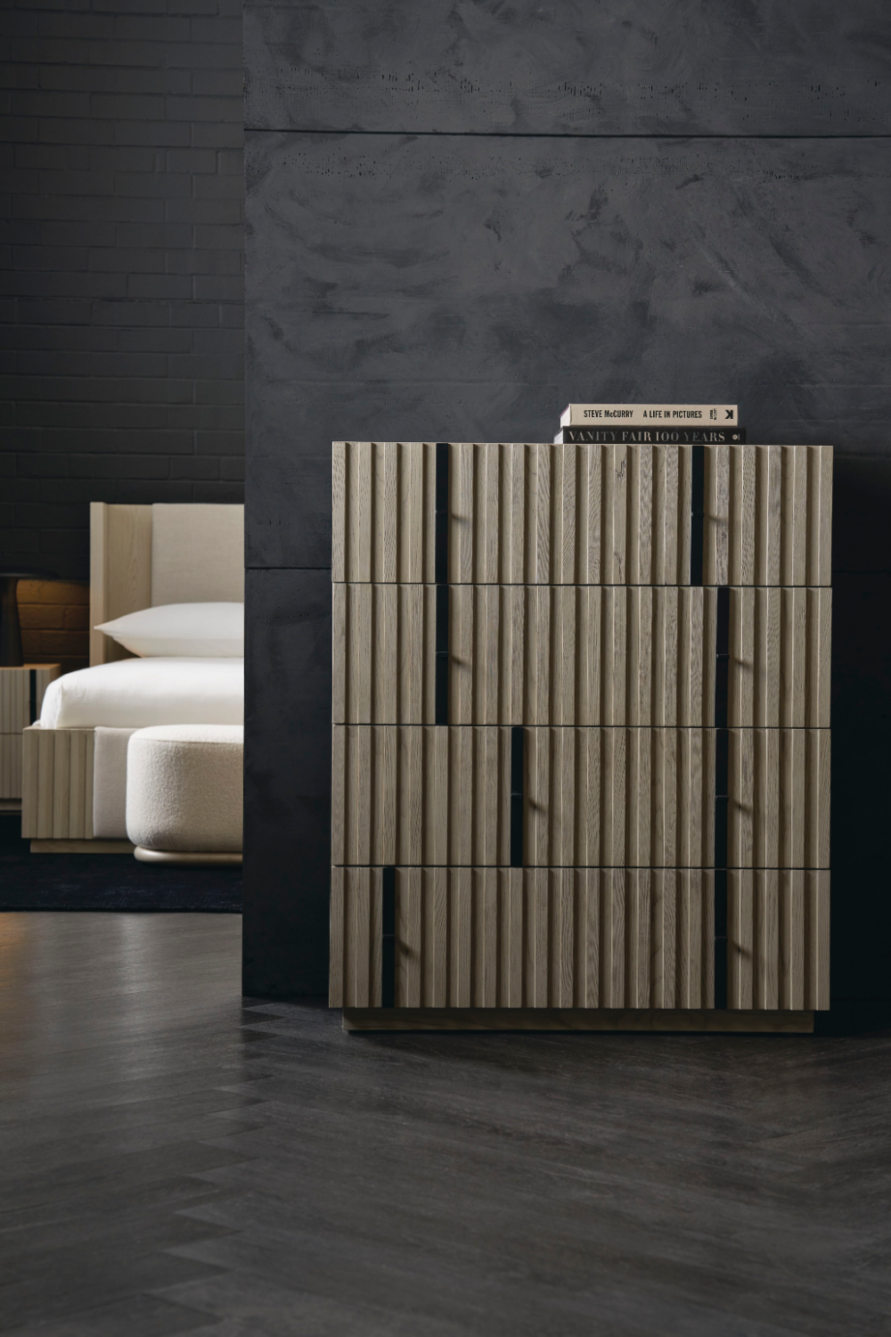   Taupe Slatted Oak 4-Drawer Chest | Oroa.com