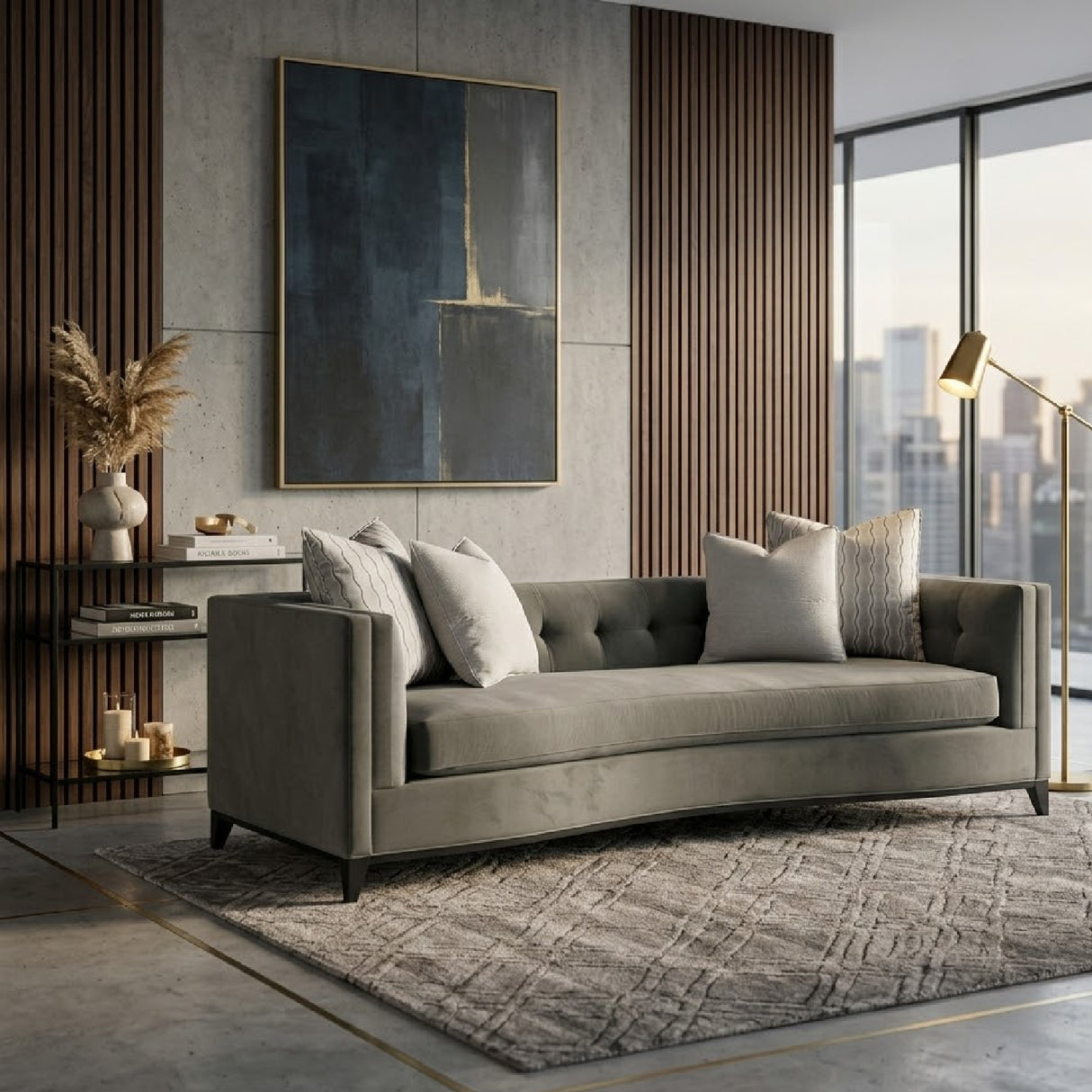   Gray Velvet Tufted Sofa | Oroa.com
