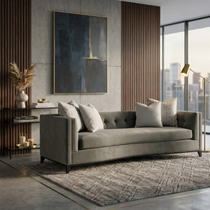   Gray Velvet Tufted Sofa | Oroa.com