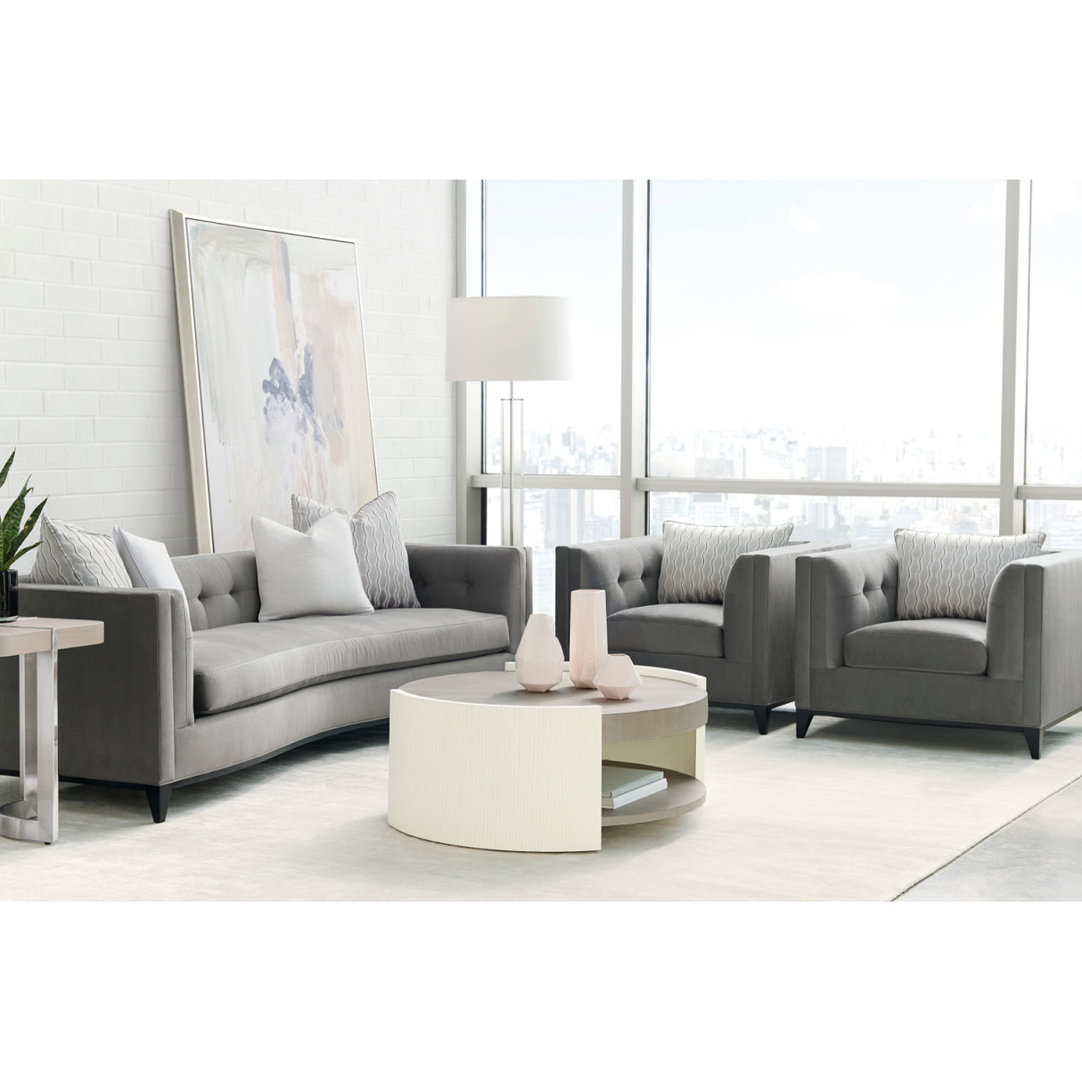   Gray Velvet Tufted Sofa | Oroa.com