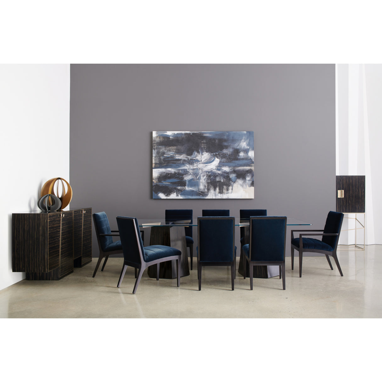   Striated Black Base Dining Table | Oroa.com