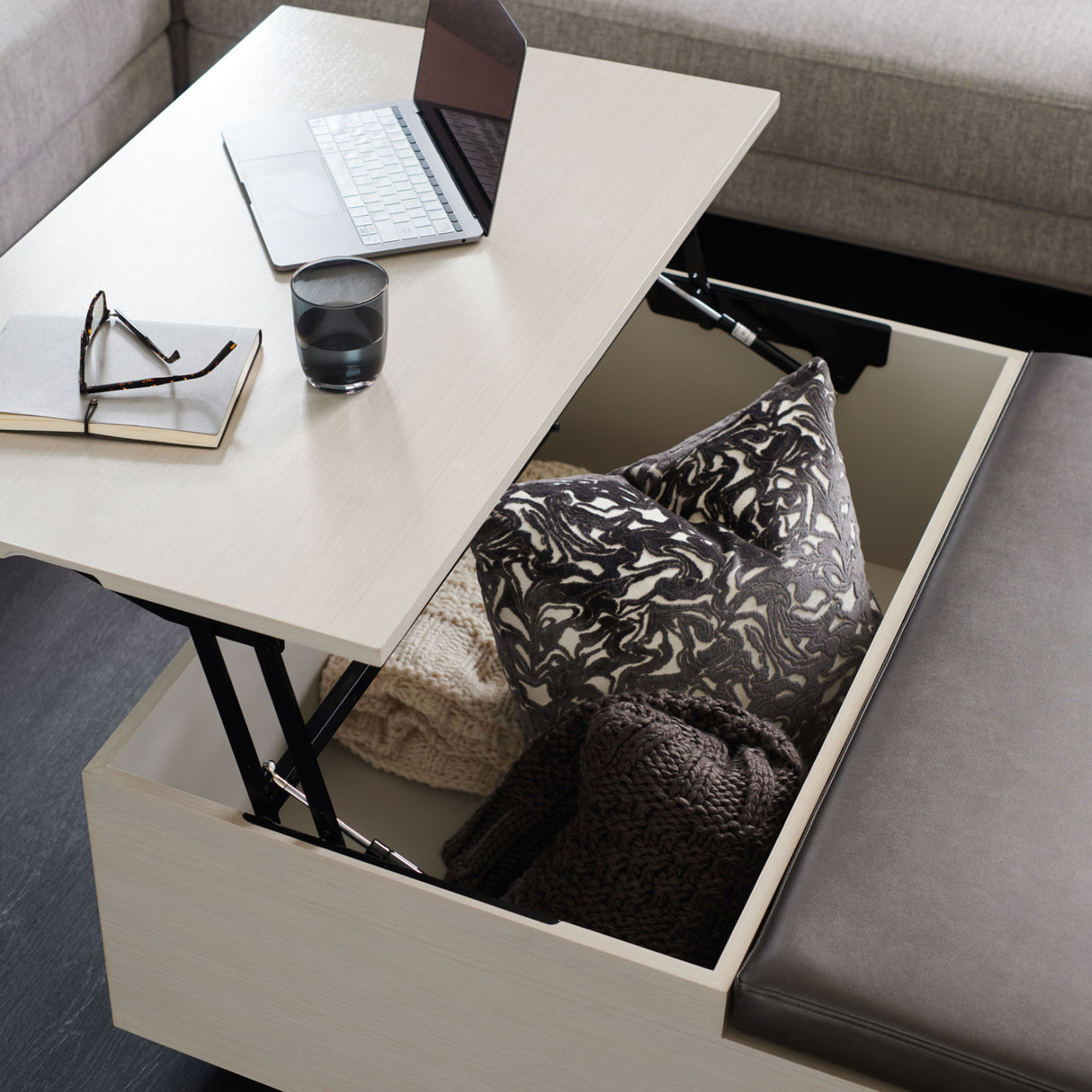   Taupe Lift-Top Coffee Table | Oroa.com