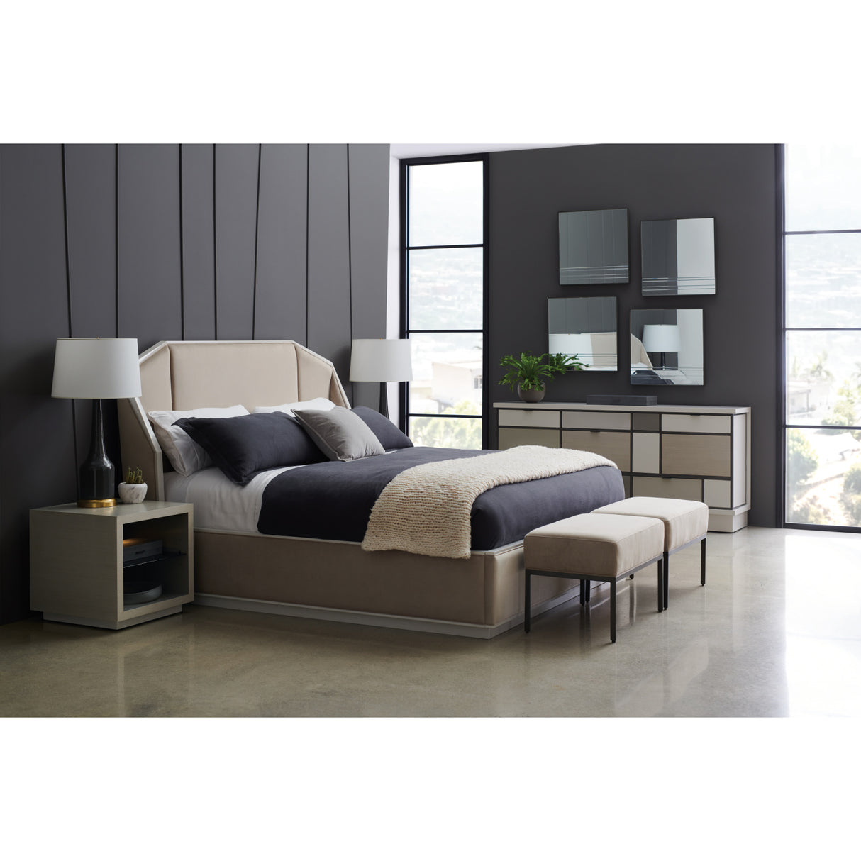   Beige Upholstered Bed | Oroa.com