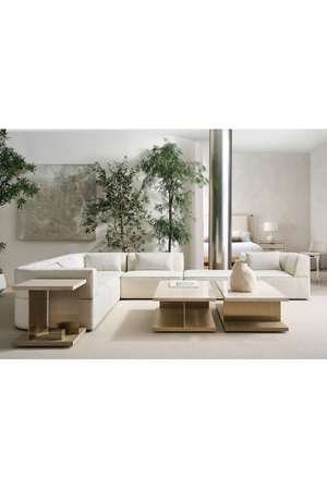 White Welted Sectional Sofa | Caracole Marbella | Oroa.com