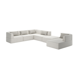 White Welted 6-Piece Sectional | Caracole Marbella | Oroa.com