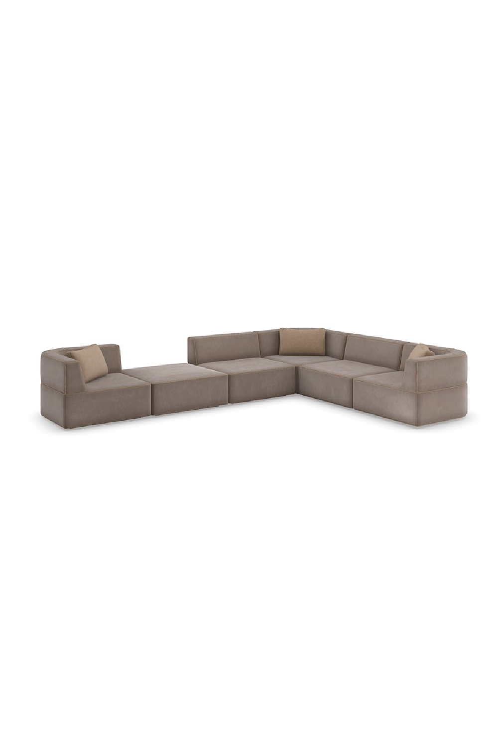 Brown Welted Sectional Sofa | Caracole Marbella | Oroa.com