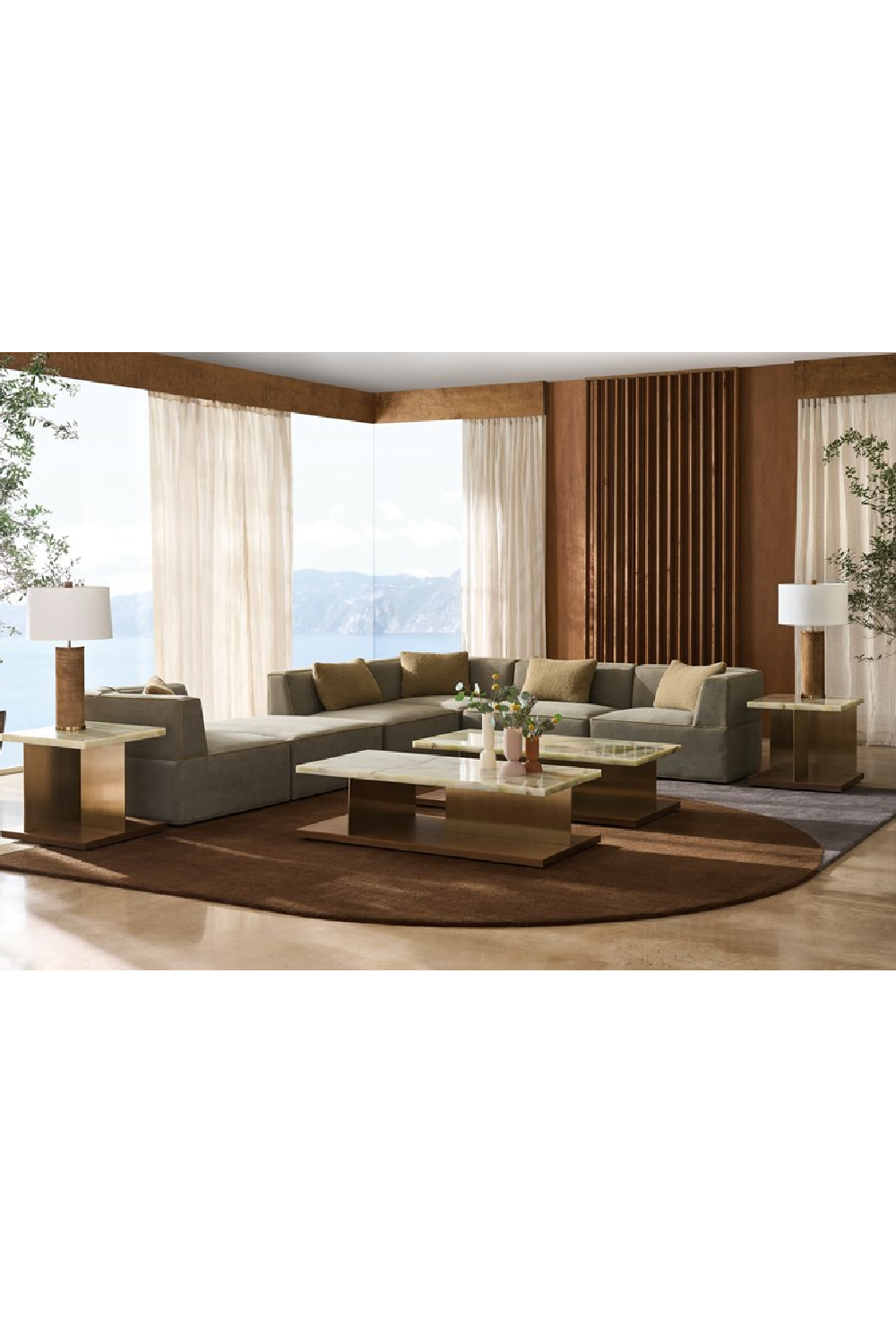 Brown Welted Sectional Sofa | Caracole Marbella | Oroa.com