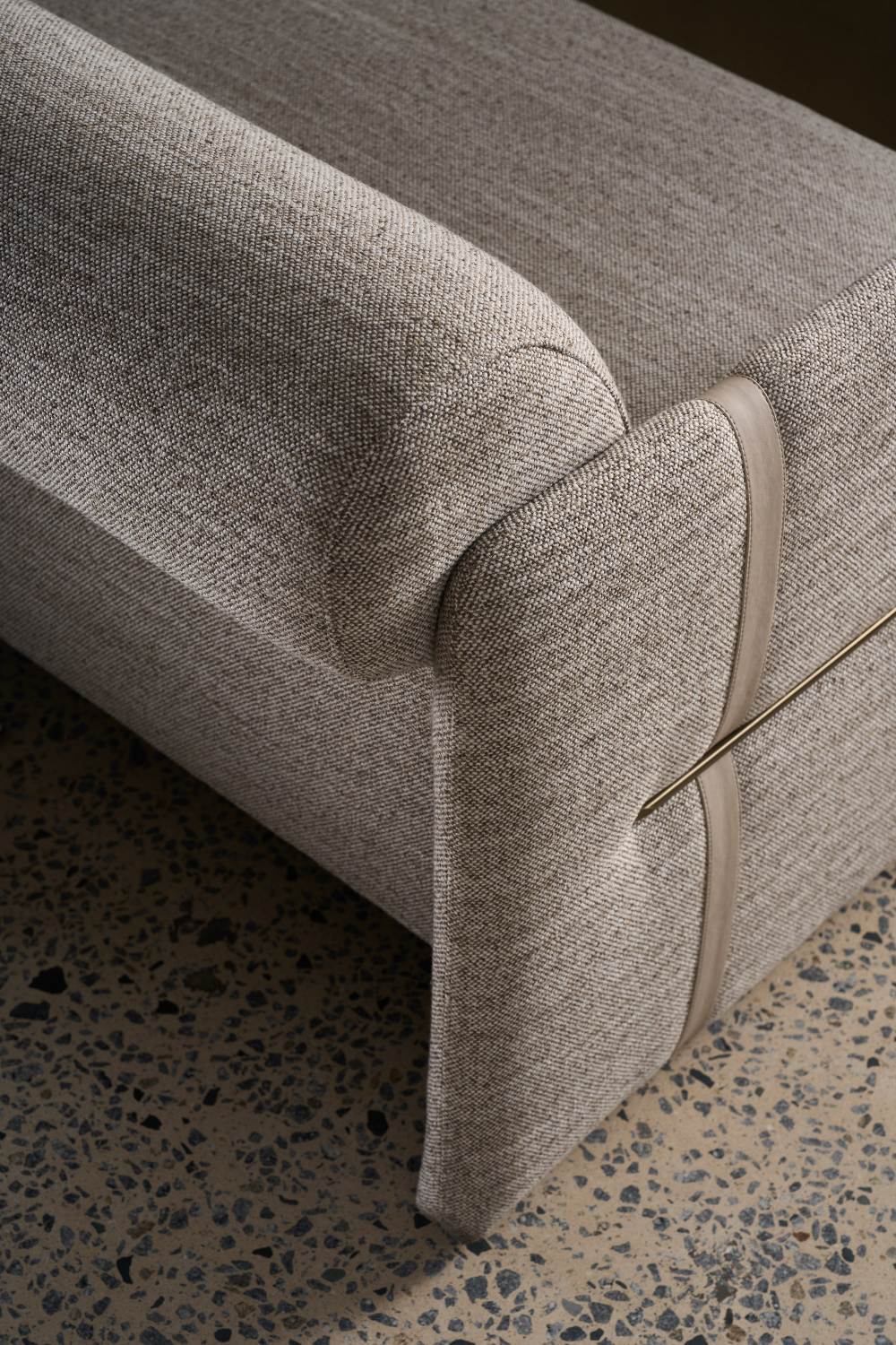 Taupe Leather Strapped Sofa | Caracole Cigar Club | Oroa.com