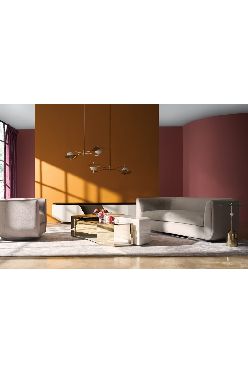 Taupe Velvet Swivel Lounge Chair | Caracole Clipper | Oroa.com