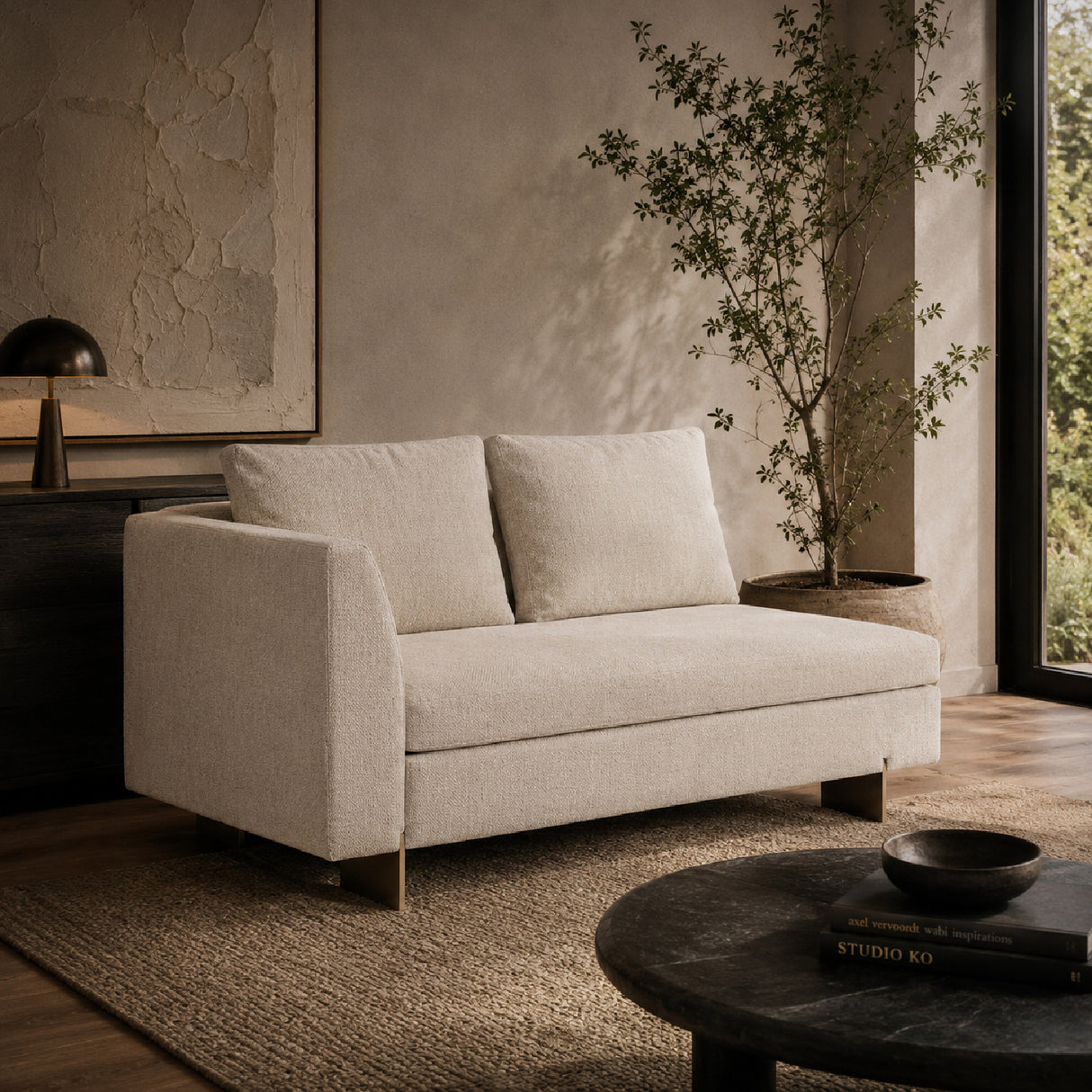   White Chenille Loveseat | Oroa.com