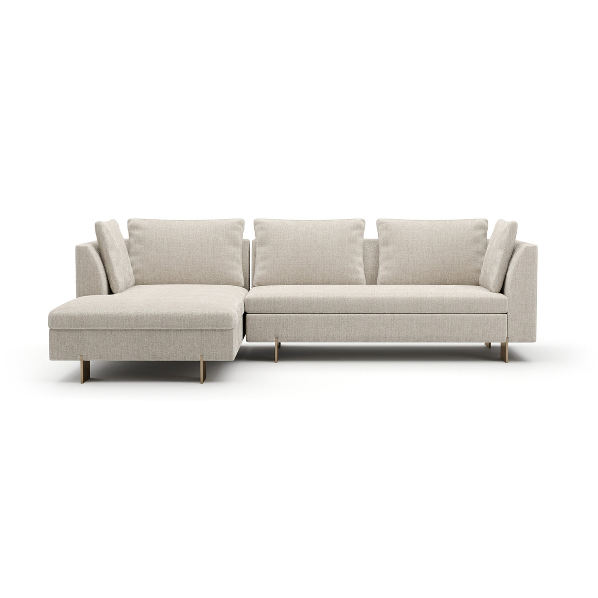   White Chenille Sofa with Chaise | Oroa.com