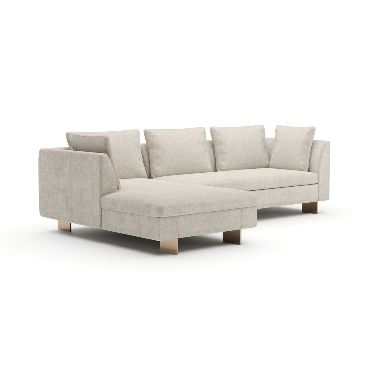   White Chenille Sofa with Chaise | Oroa.com