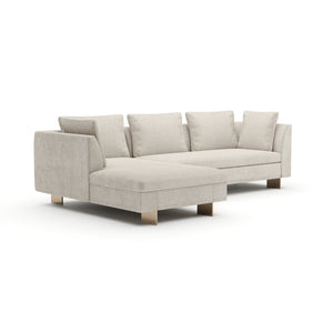   White Chenille Sofa with Chaise | Oroa.com