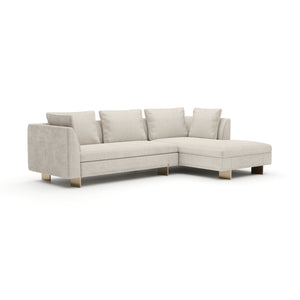   White Chenille Sofa with Chaise | Oroa.com