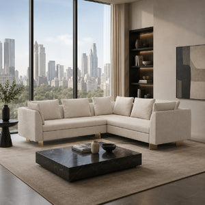   White Chenille Sectional Sofa L | Oroa.com