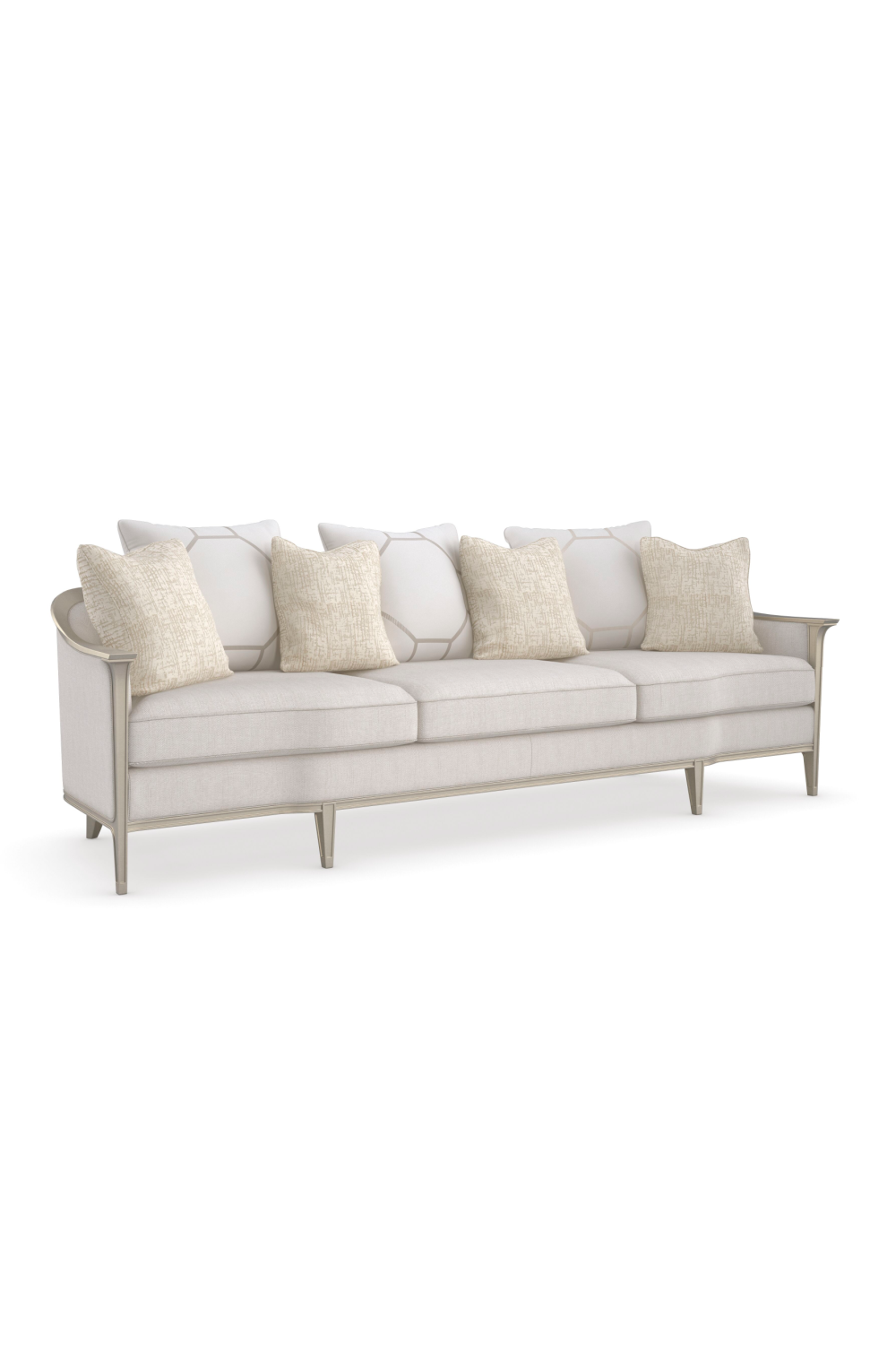 White Herringbone Upholstered Sofa | Caracole Eaves Drop 110 | Oroa.com