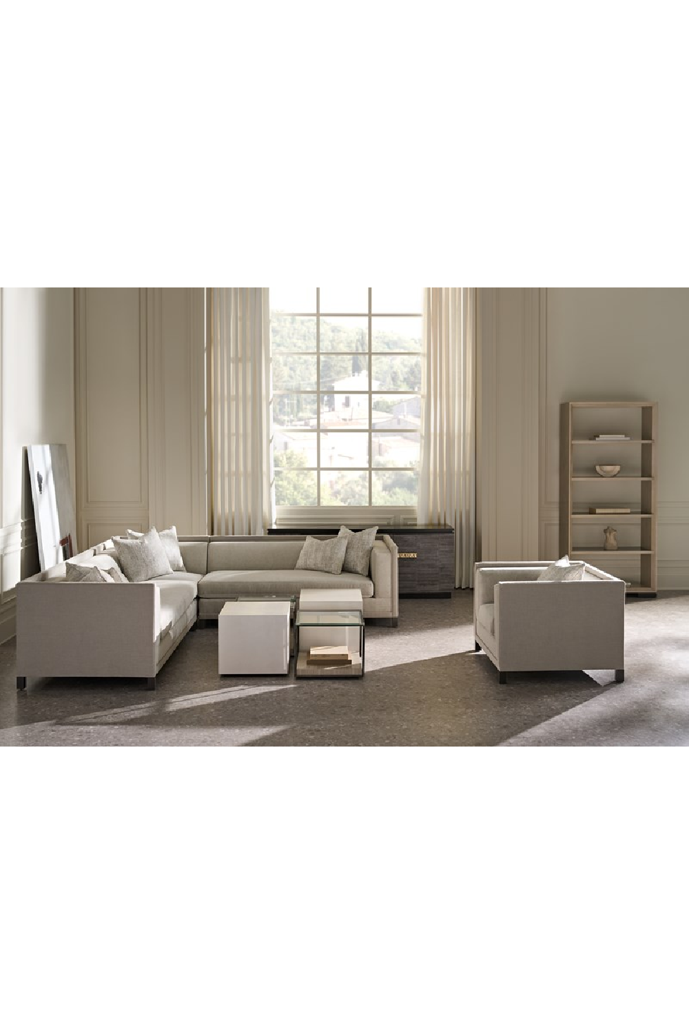 Light Gray Sectional Chair | Caracole Tuxedo | Oroa.com