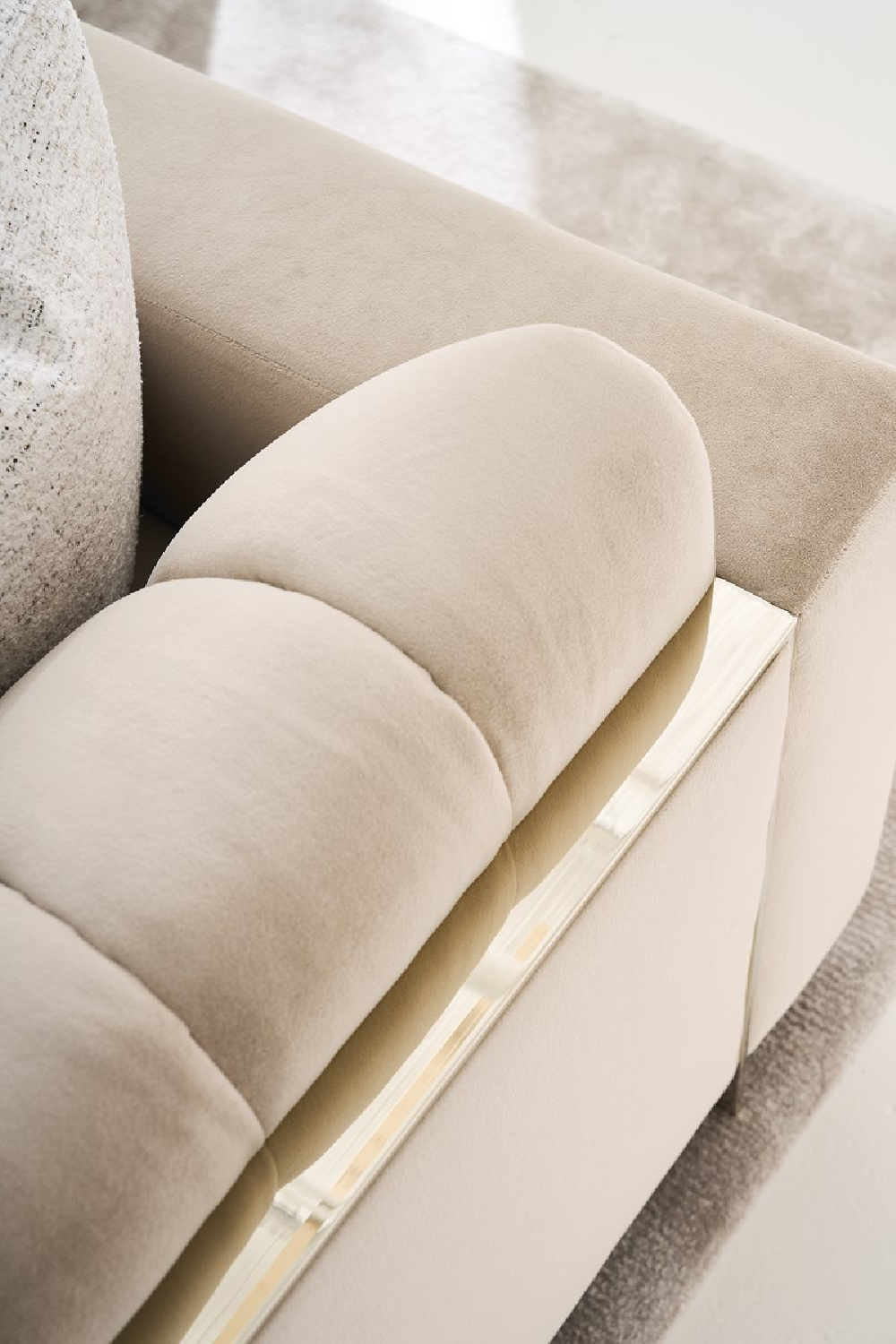   Cream Channel-Tufted Sofa | Oroa.com