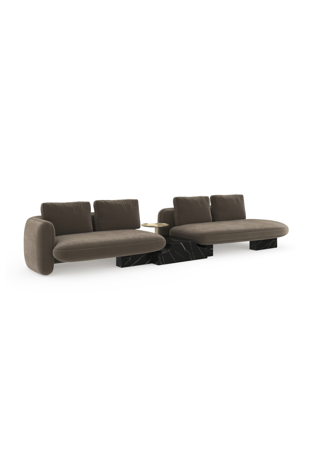 Right Bumper Linen Sectional Sofa | Caracole Overlap | Oroa.com